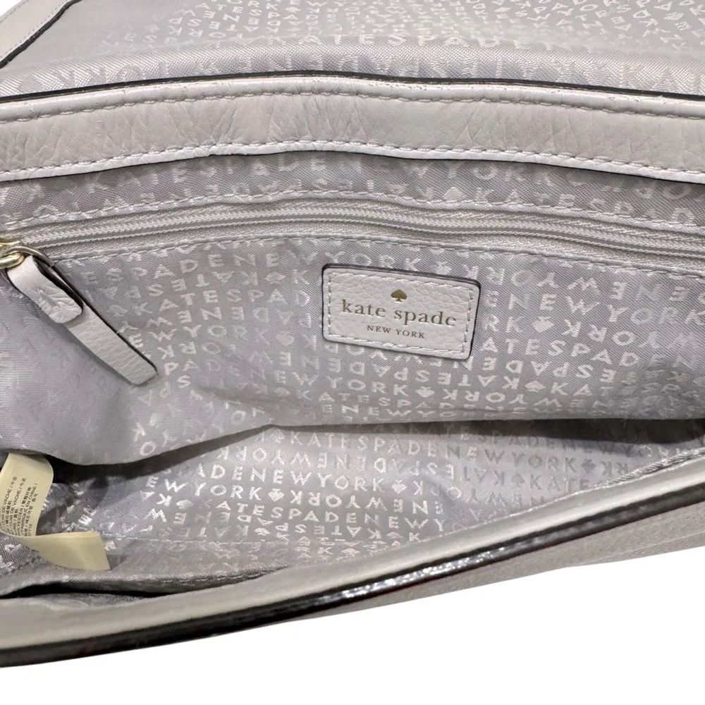 Kate Spade Adair Atwood Place Stone ice Grey Shoulder Bag Leather Gold Hardware‎